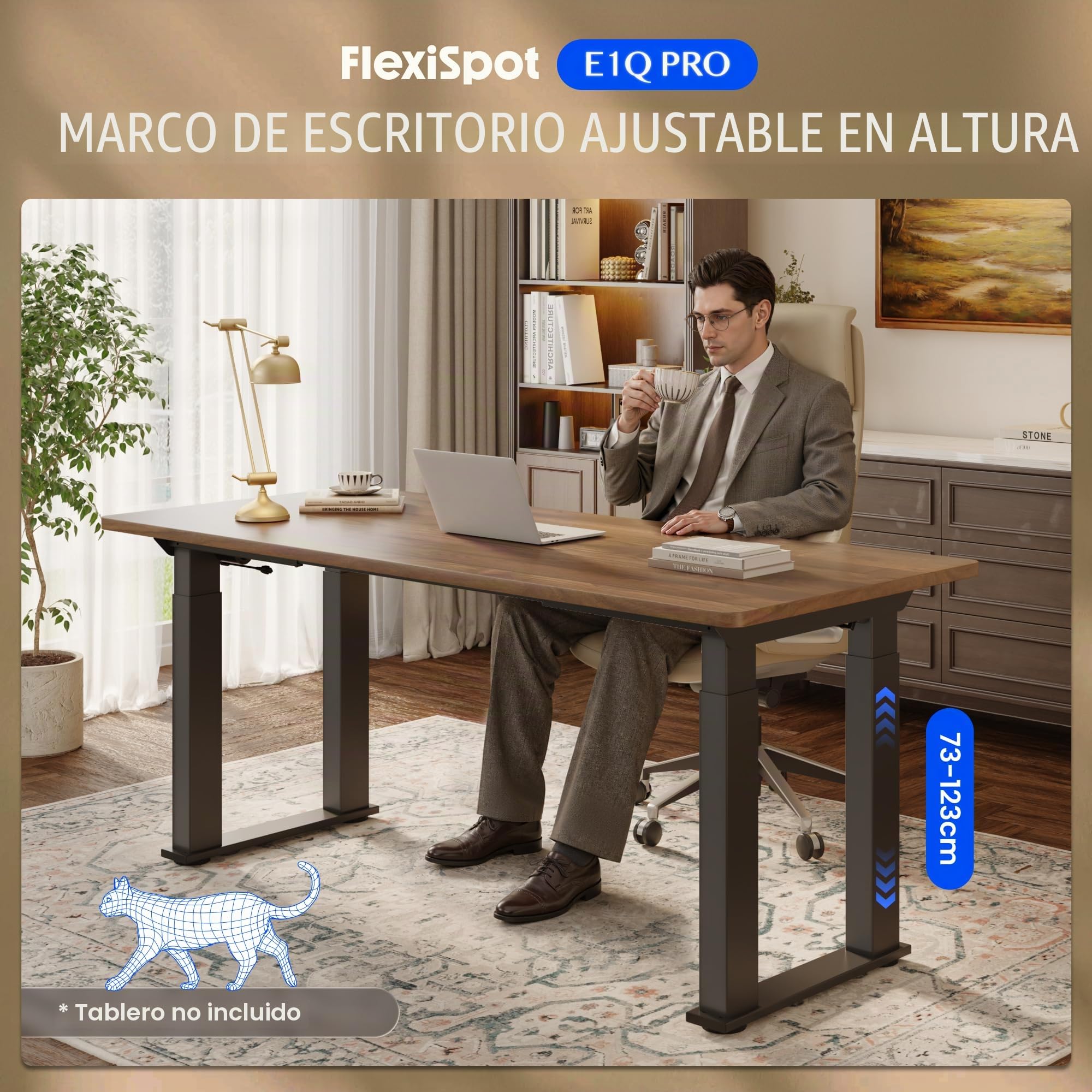 FLEXISPOT Escritorio Elevable Eléctrico Marco de Mesa Estructura Escritorio Elevable con 4 Patas, Marco de Acero de Mesa de Comedor y con 2 Motores, con Memoria de 4 Botones- Carga de 150KG,Blanco