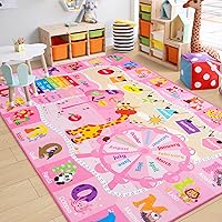 Vista 10 de Chicrug Alfombra educativa para niños de 4 x 6 pies para sala de juegos, TPR antideslizante para niños, alfombra de aula para aprender ABC