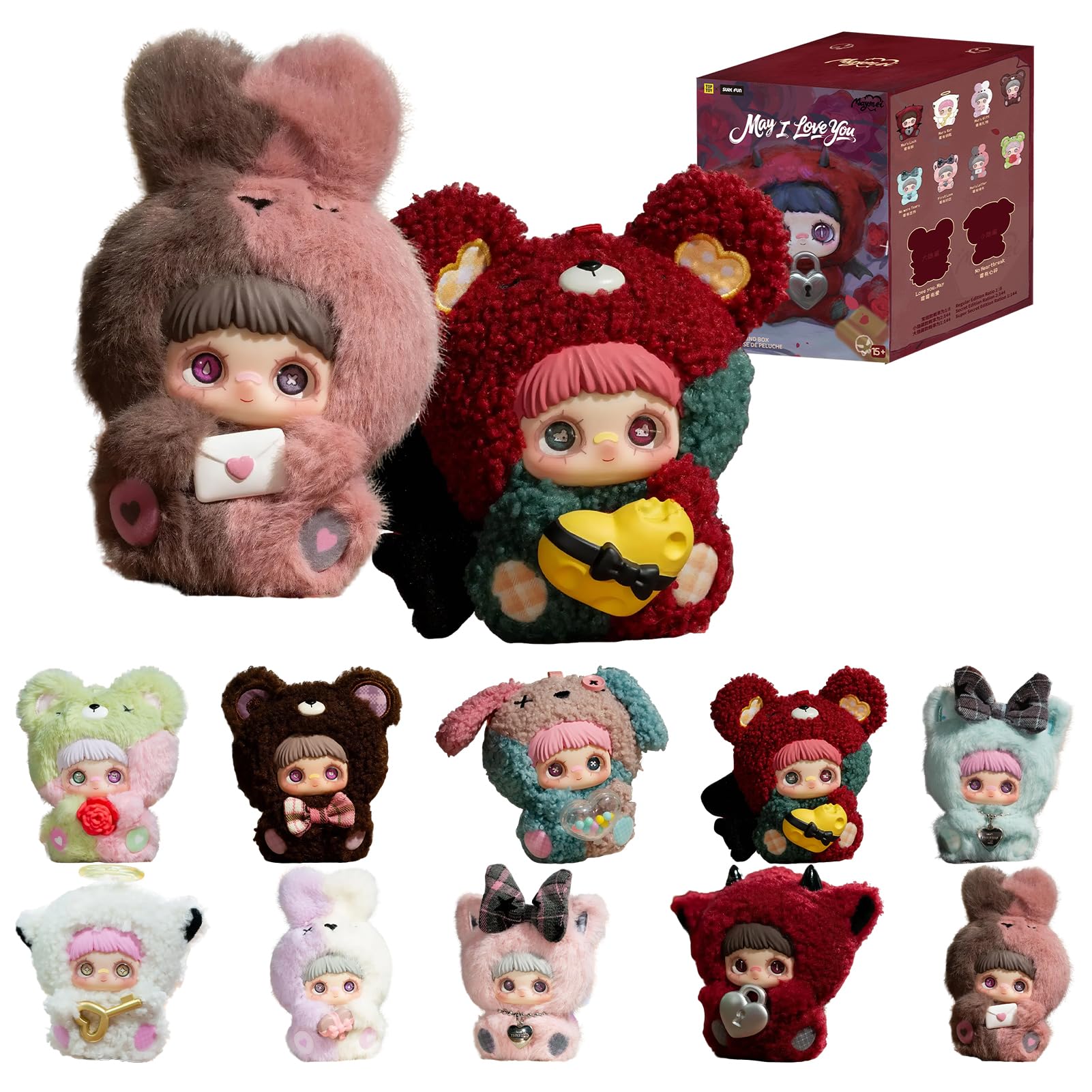 TOP TOY × MayMei "Love and Romance" Series Plush Pendant【1 Piece】Gacha Gacha Blind Box Figure Plastic Model Premium Soft Vinyl Birthday Present Original Character Christmas Gift for Collectors : Toys 