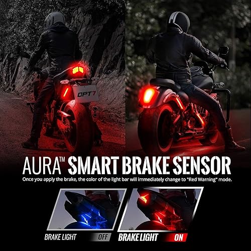 Miniatura 2 de OPT7 Aura Pro - Kit de luz LED para motocicleta, freno inteligente, RGB multicolor para bicicleta, luz de neón subterránea, aplicación Bluetooth,