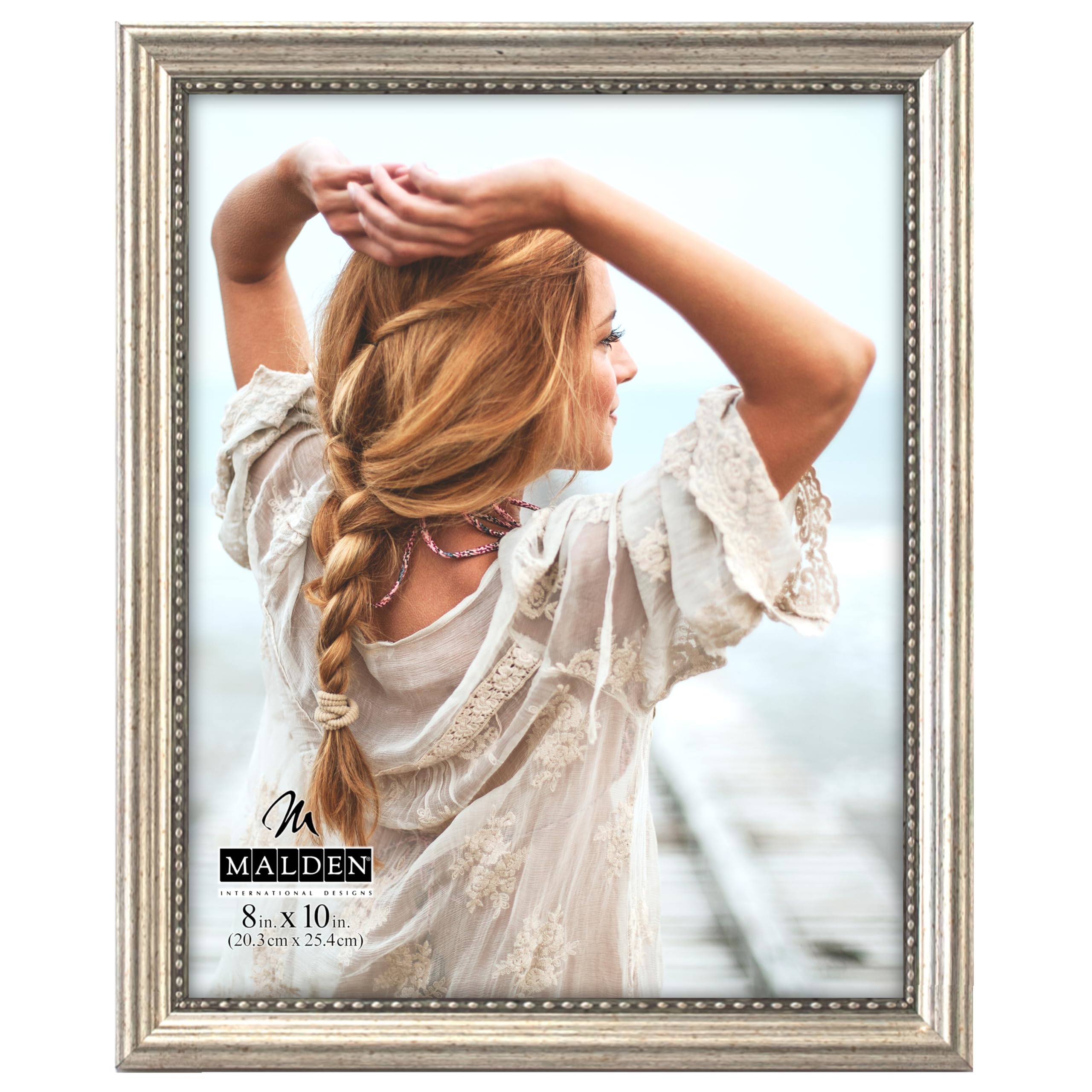 Malden International Designs Klasik Ahşap Resim Çerçevesi, 8x10, Gümüş