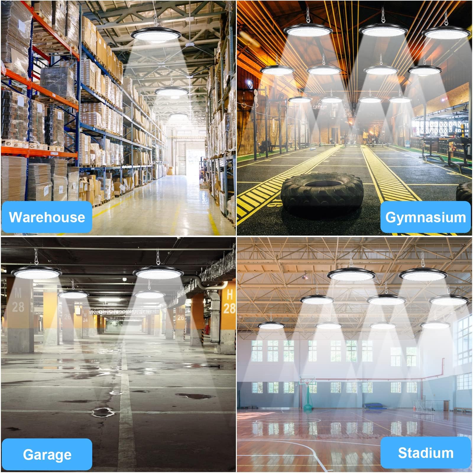150W UFO LED High Bay Light, 6000K Kaltweiß UFO LED Werkstattlampe,Hallenstrahler 22500LM, IP65 Wasserdichte Industrielampe High Bay Licht für Fabriken,Garage,Lagerhaus (6 Pack, 150W)