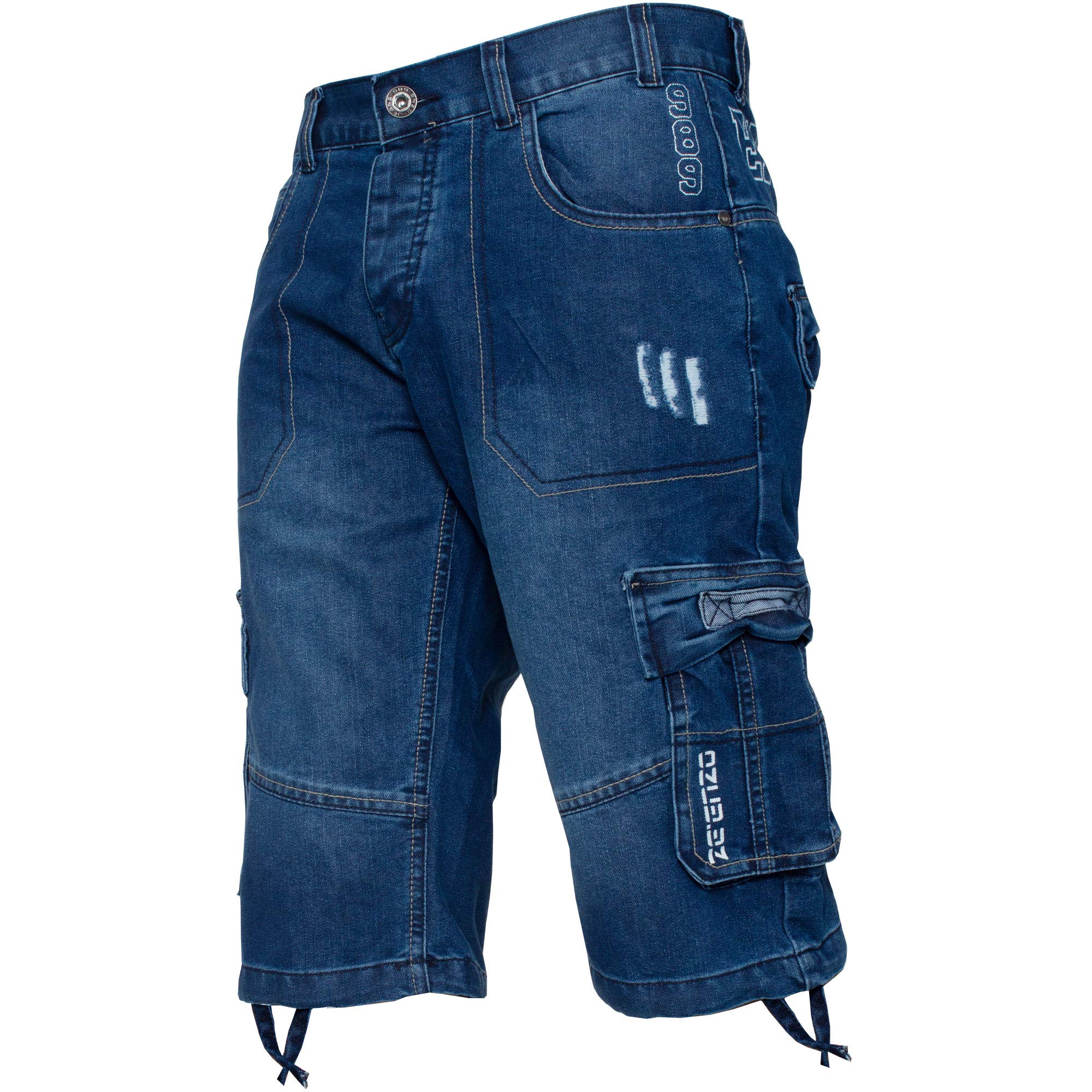 Ze Enzo Men's Mid Stonewash Ezs404 Msw 30 Shorts - Fba