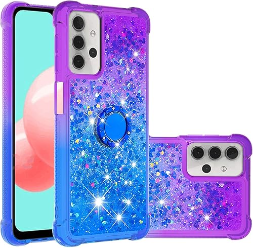 Funda para Samsung Galaxy A32 5G, diseño de arena movediza con purpurina y purpurina que fluye líquido, flotante, amortiguador de poliuretano