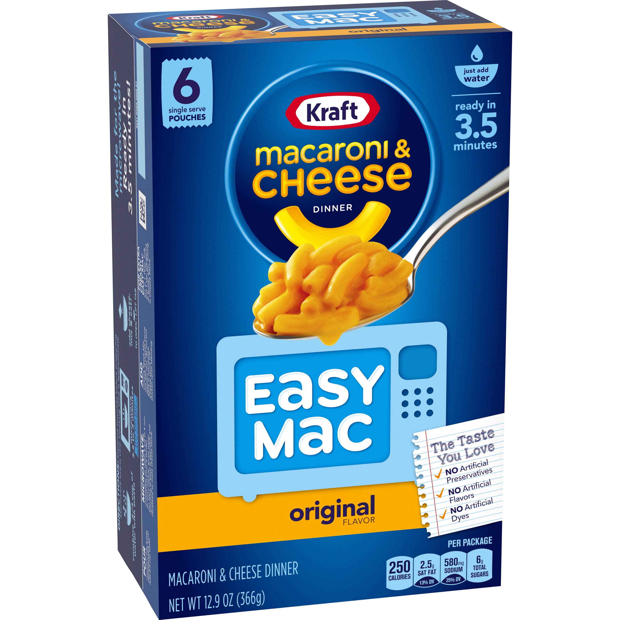 Kraft Easy Mac Original Macaroni & Cheese Microwavable Dinner (6 ct