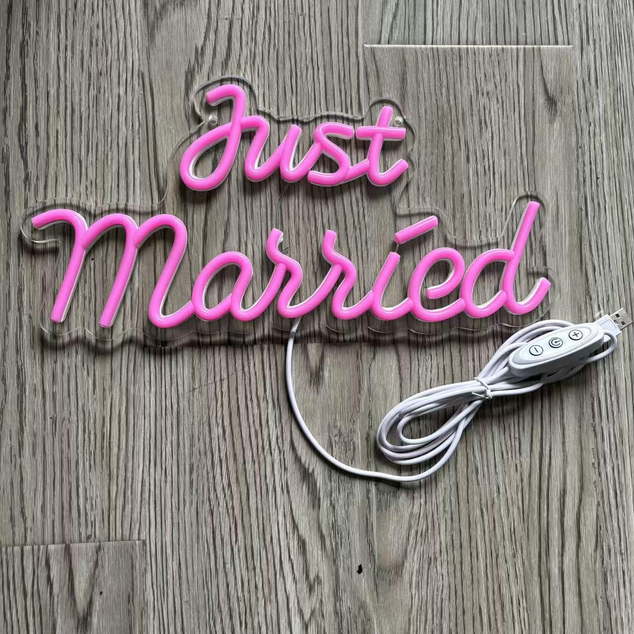 Just Married Neon Schild, dimmbares LED-Liebeslicht für | Hochzeitsdekorationen, Antrag, Verlobung, künstlerische Wanddekoration