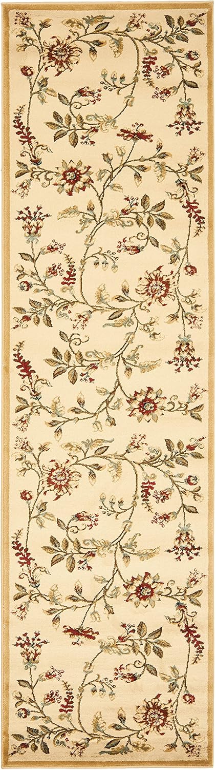 SAFAVIEH Lyndhurst Collection Runner Rug - 2'3" x 8', Ivory & Multi, Traditional Floral Design, Non-Shedding & Easy Care, Ideal for High Traffic Areas in Living Room, Bedroom (LNH552-1291)