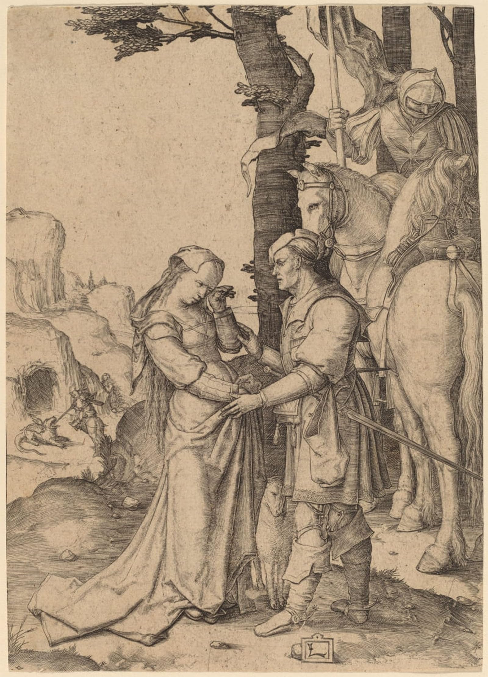 POSTERIIk Famous Modern Artwork Art Mural Saint George Liberating the by Lucas Van Leyden Oil Paintings Pictures for Home Decor 60x90cm