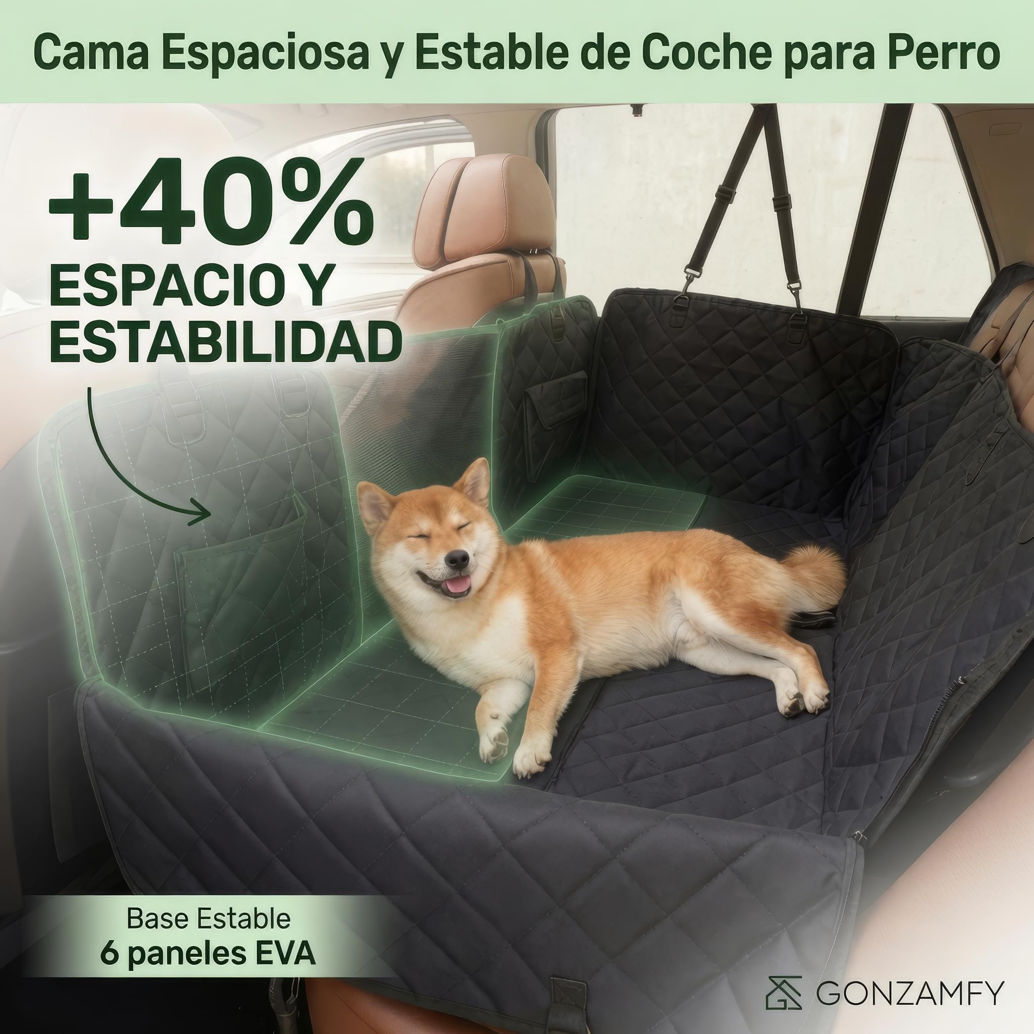 Funda Coche Perro, Base Estable, Ultra Impermeable y Antideslizante, Durabilidad Extrema de Tela Probada, 150kg, Protector Coche Perros Asiento Trasero para SUV y Coches