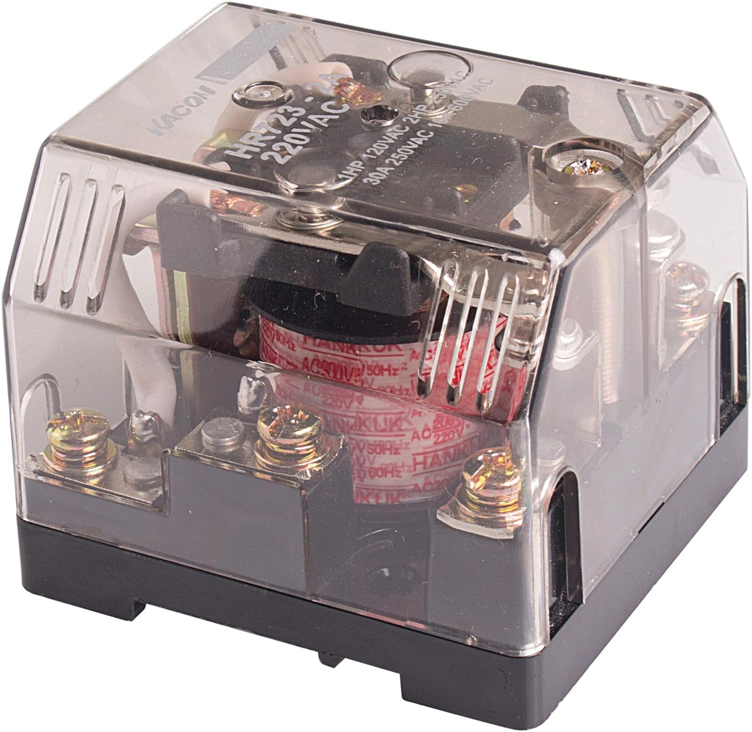 HR723-2C-220VAC, Electro Mechanical Power Relay, Panel Mount & Screw terminals, 30A DPDT, 220VAC Coil Input