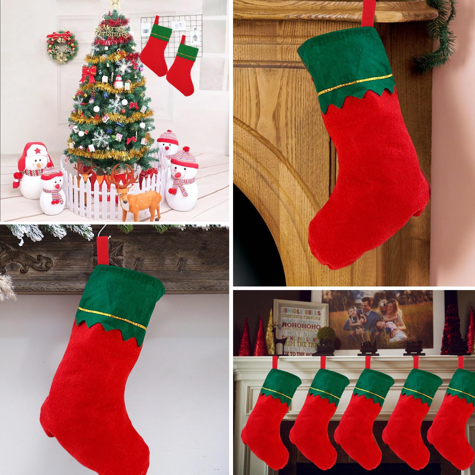 Gosknor 2 Calze Di Natale Verdi In Peluche – Grandi, In Pelliccia Sintetica, Con Cordino, Da Appendere All'albero O Al Camino - 2