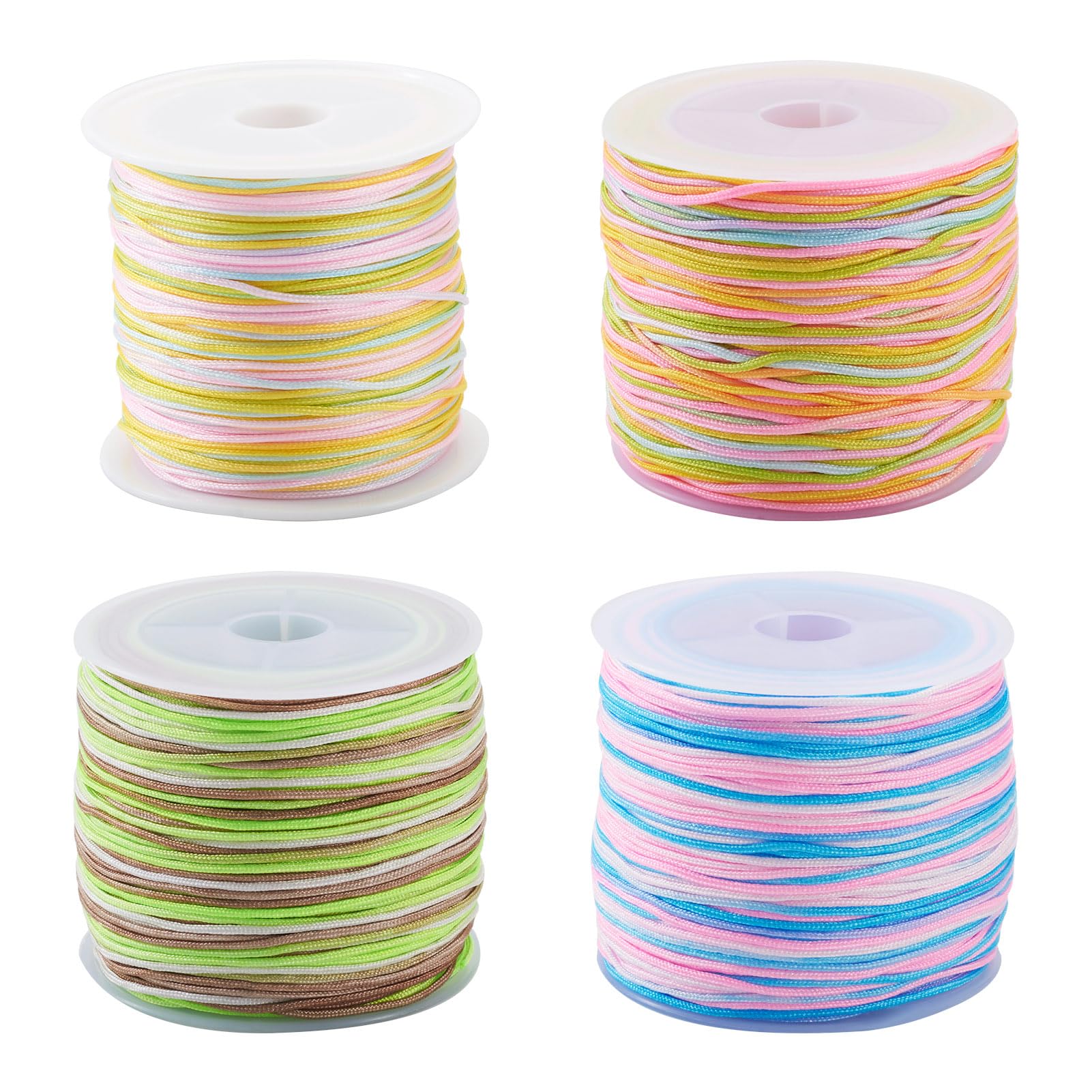 Cheriswelry 4 Rolls Segment Dyed Nylon Thread Cord 0.8 mm Chinese Knotting Cord Beading String for DIY Jewelry Making Macrame Beading Crafting Sewing