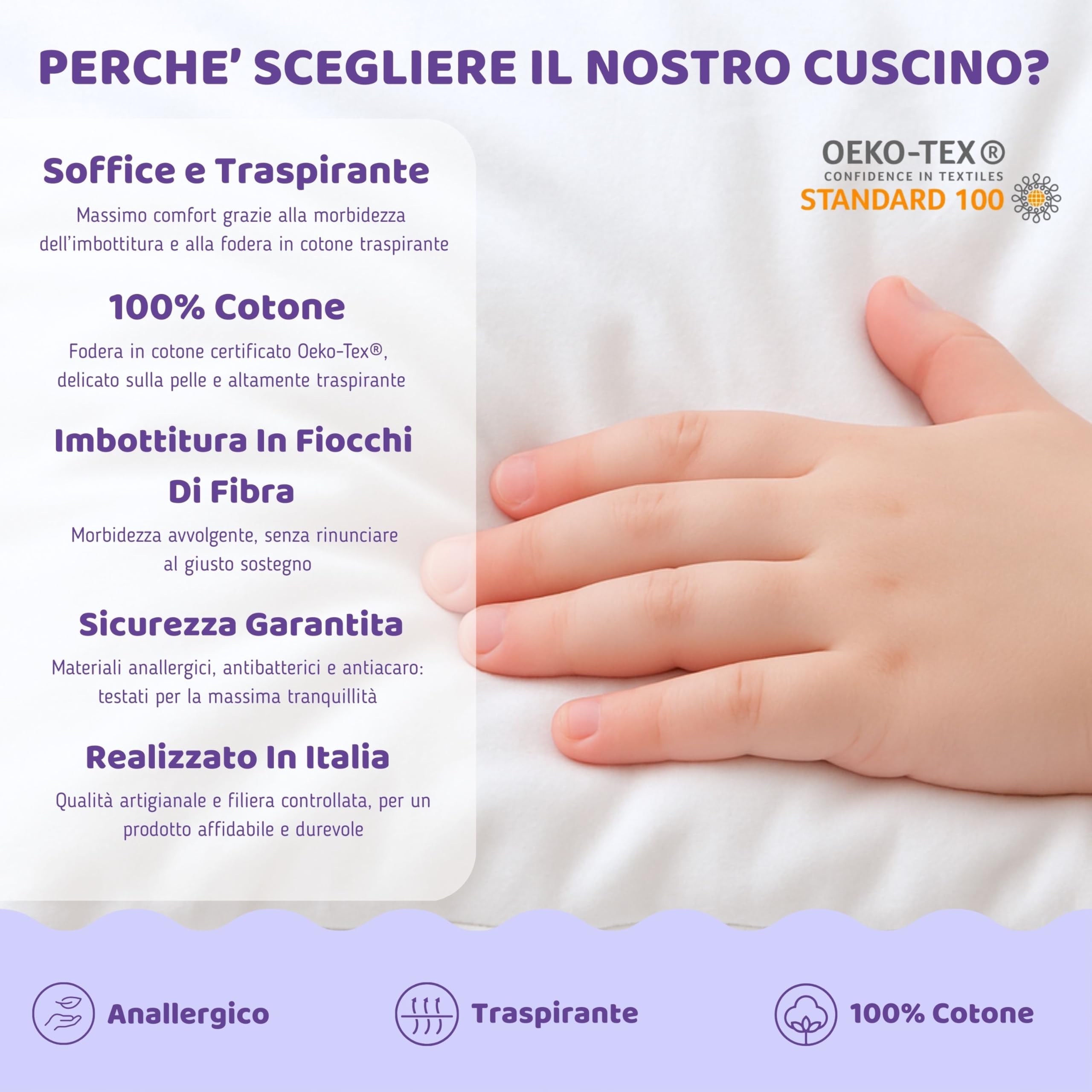 Baby Idea Babysanity Cuscino Letto Antisoffoco Traspirante Per Lettino Neonato Oeko-Tex