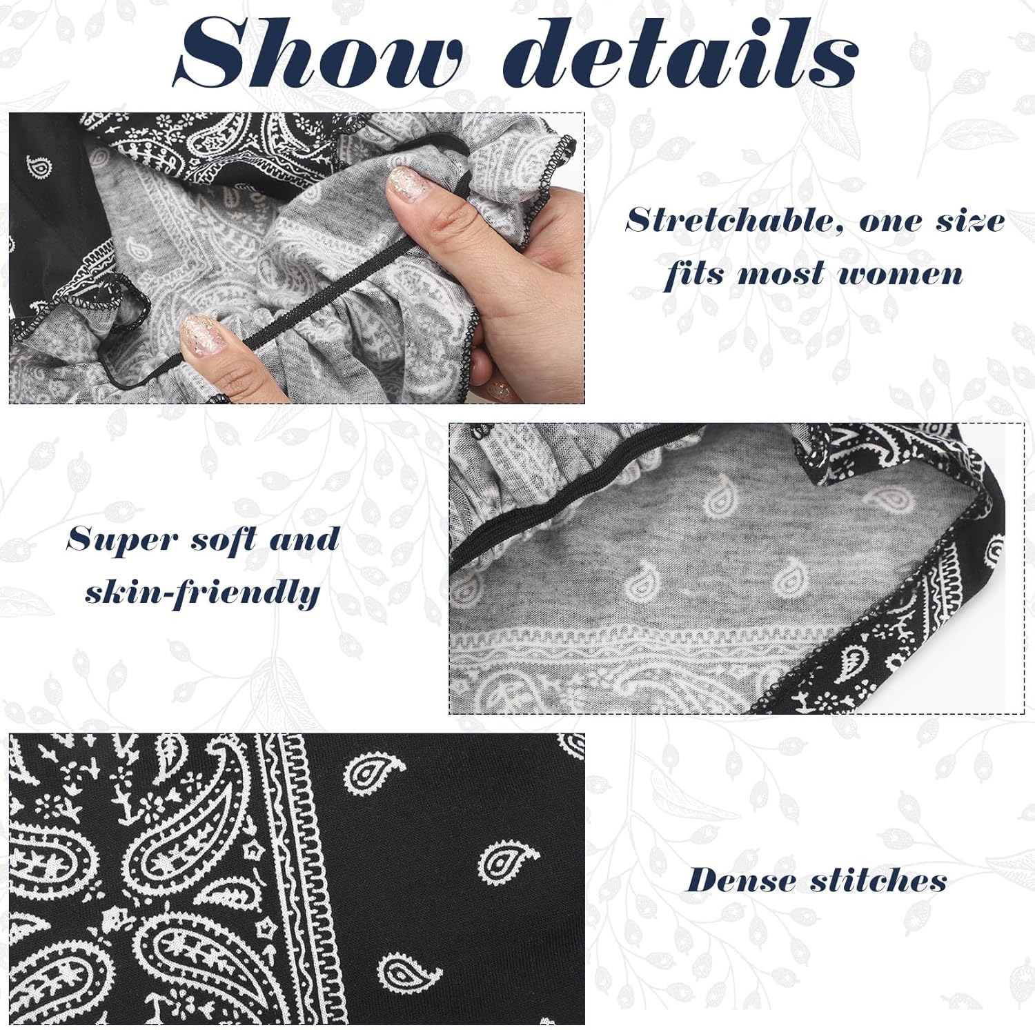 Sintege 4 Pcs Women Head Scarf Pre Tied Chemo Caps Slip on Turban Headwear Cancer Head Wraps Beanie Hat Bandana - Image 6