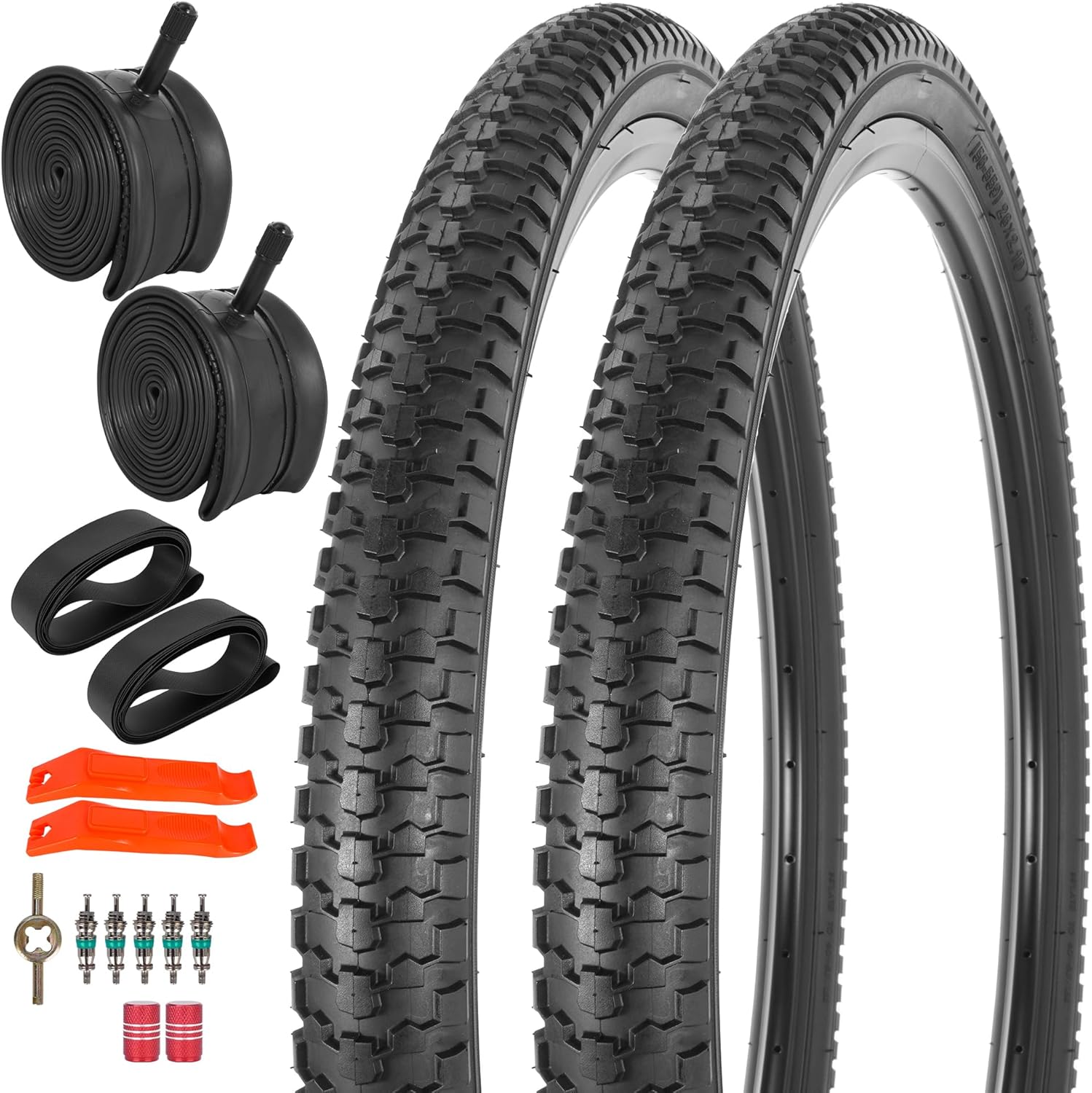 RUTU 26" Bike Tire, 2 Pack 26x2.10 Mountain Bike Tires with Schrader Valve, 26x2.10 Bike Tire and Tube with Tire Levers, Folding Off Road Bike Tire for 26 x 1.95/2.0/2.1/2.125 Bicycle Tires and Tubes
