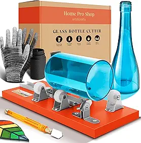 Kit de cortador de garrafa de vidro premium Home Pro Shop – Cortador de vidro para garrafas – Ferramenta cortador de garrafa de cerveja e vinho com luvas de segurança e acessórios
