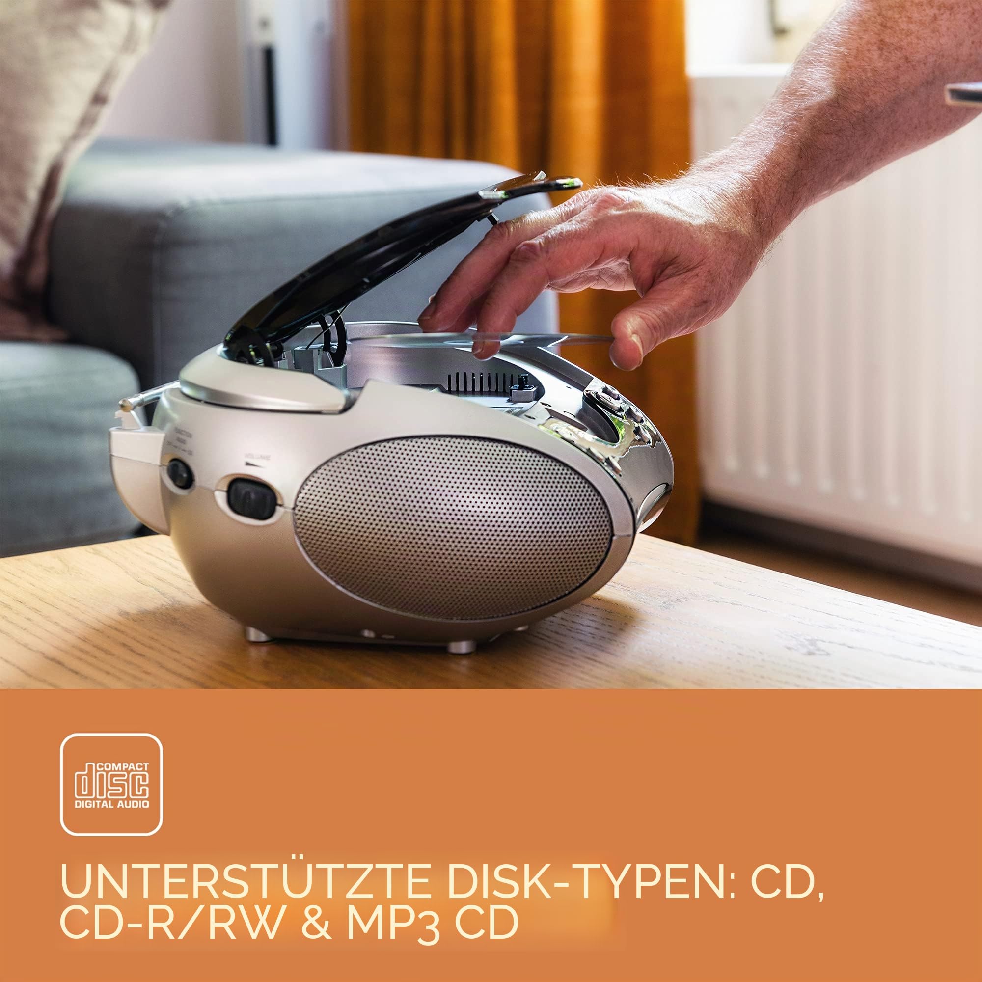Lenco SCD-24 BL/SI - CD Player - Radio CD Player - Kinder | SCD24 - CD Spieler - Radio-CD-Boombox - CD-Player für zu Hause oder draußen - Blau