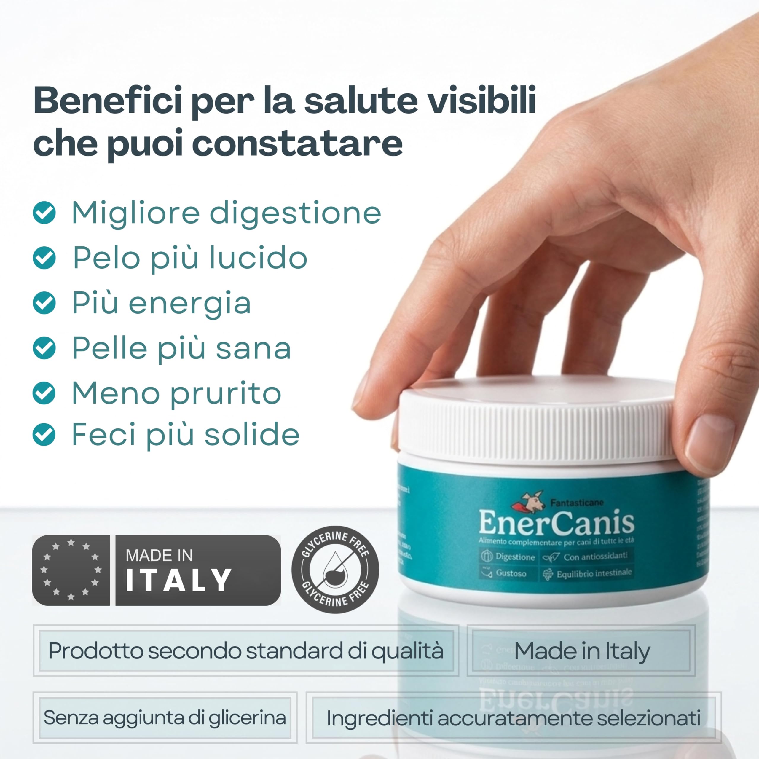 EnerCanis 14-in-1 Integratore Digestivo in Polvere per Cani Probiotici per Cani, Prebiotici, Enzimi Digestivi, Curcumina, Minerali Digestione, Pelle, Pelo ed Energia Tutte le Taglie