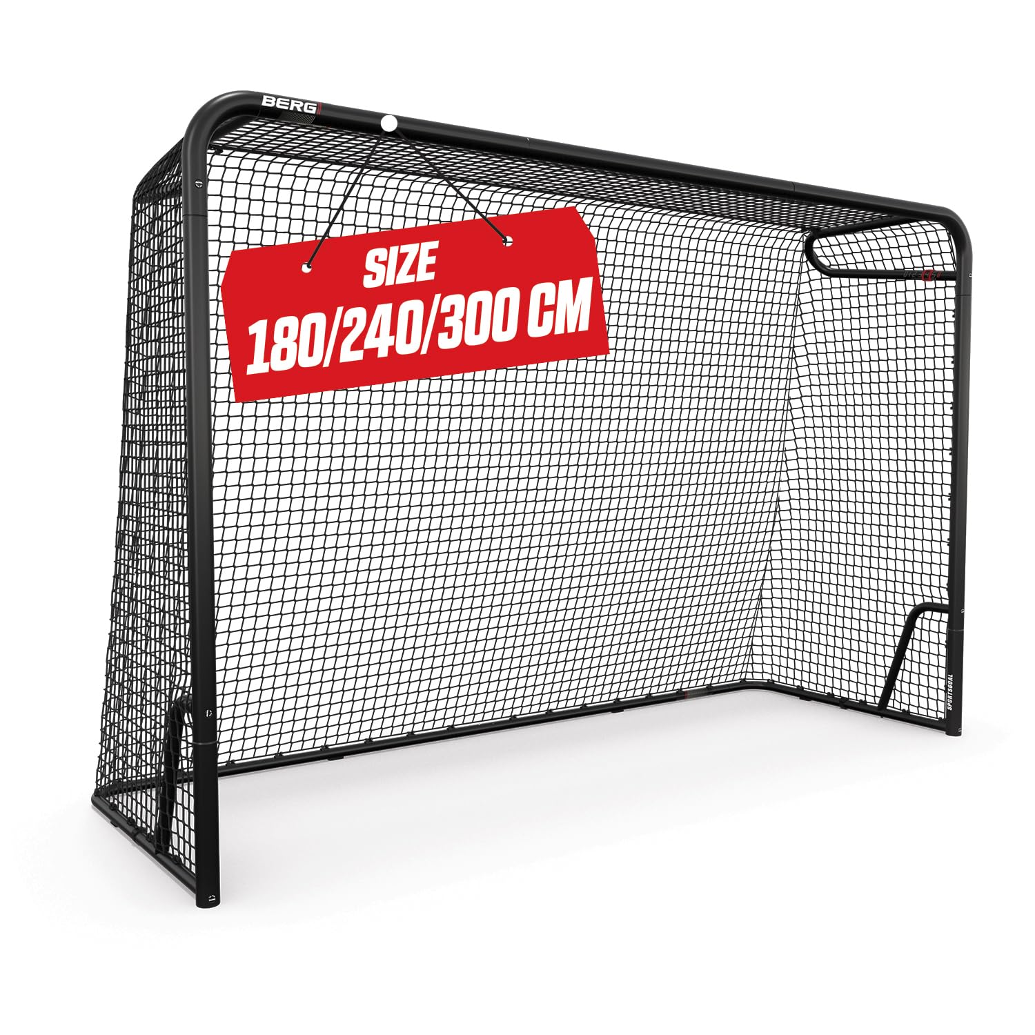 BERG Fußballtor für Kinder und Erwachsene, 180/240/300 cm – Stahlrahmen, Netz, Punktezähler, Torwand-Erweiterung
