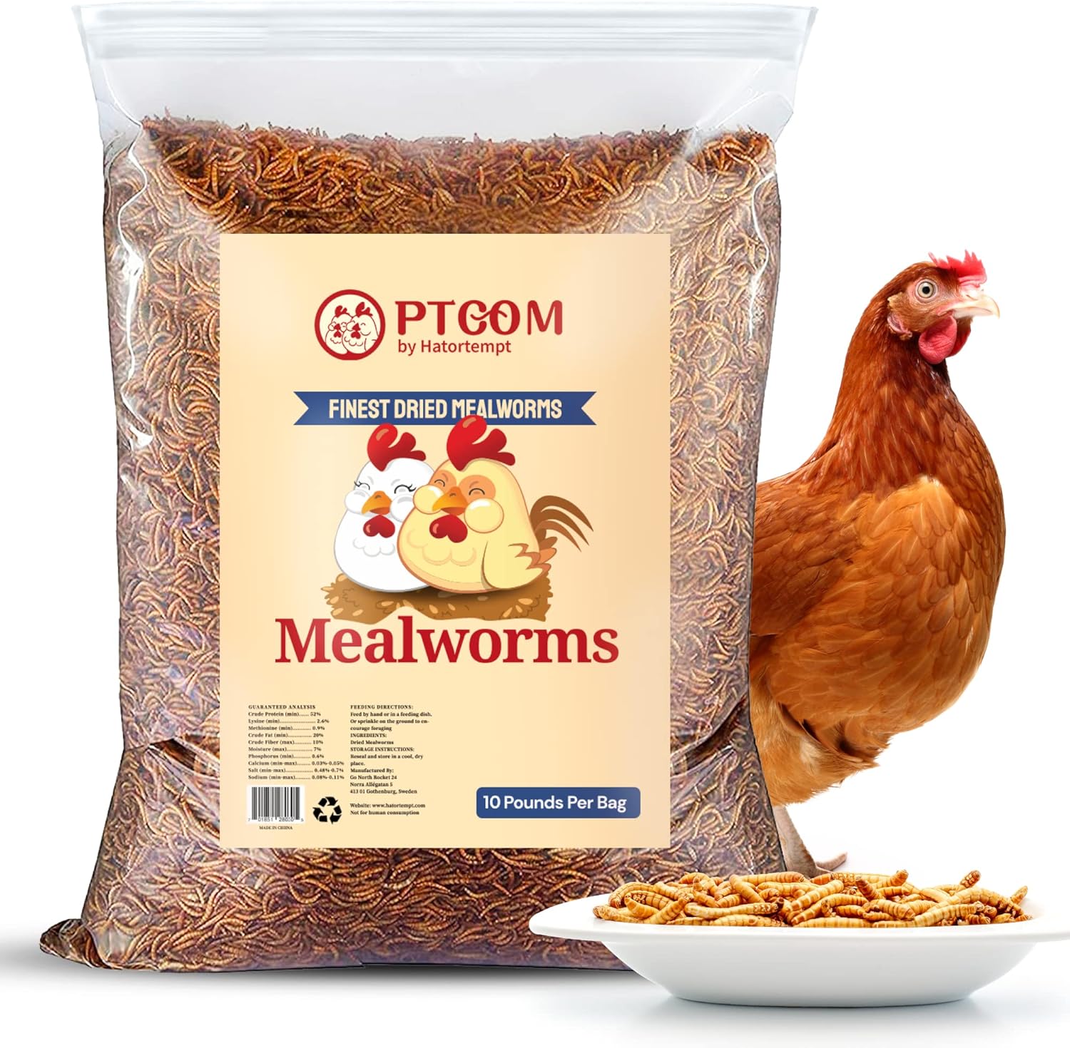 Hatortempt 10lbs Bulk NonGMO Dried Mealworms for Reptile