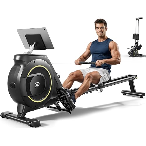 Rowing Machine for Home, 350 LB Capacity, 16-Level Silent Resistance, Magnetic Rowing Machines for Home Foldable, Full-Body Workout Compact Rowing Machine for Cardio & Strength with APP Support