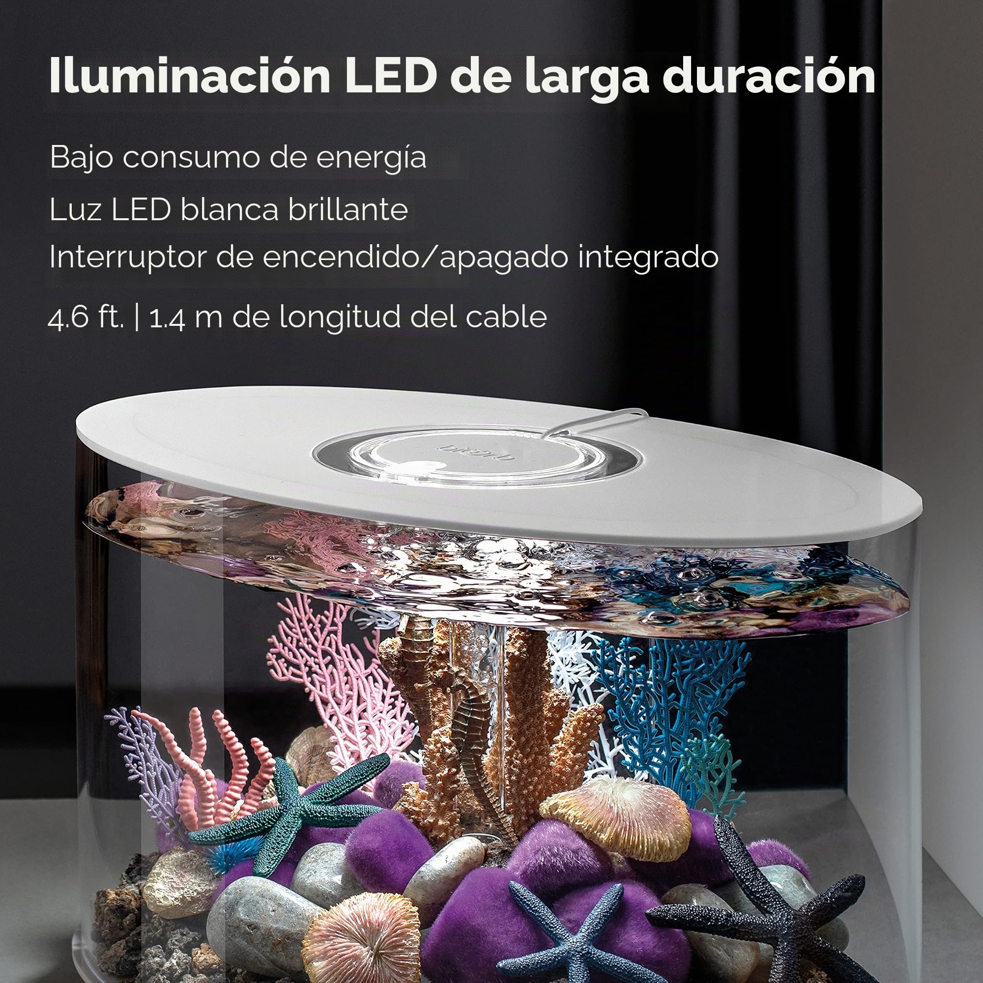 Acuario biOrb LOOP 15 LED, 15 litros, blanco - juego completo de acuario con sistema de filtro patentado, tanque acrílico