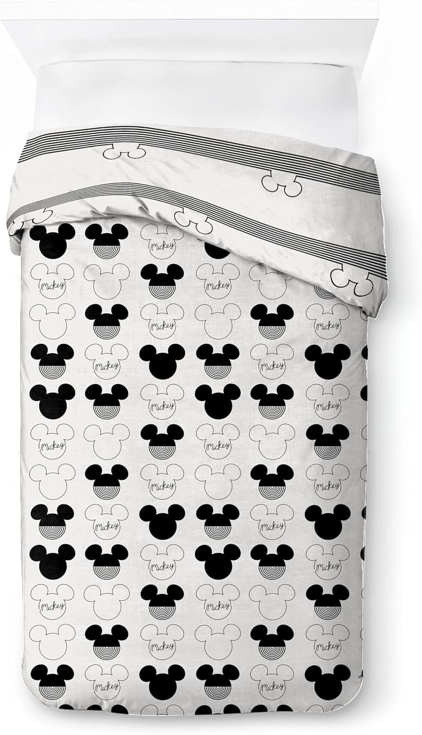 Jay Franco Kids Duvet Cover Set with Sham & Pillowcase – Ultra-Soft Bedding for Room Decor, Cover ONLY Comforter NOT Included, White - Mickey Mouse, 2 Piece Twin
