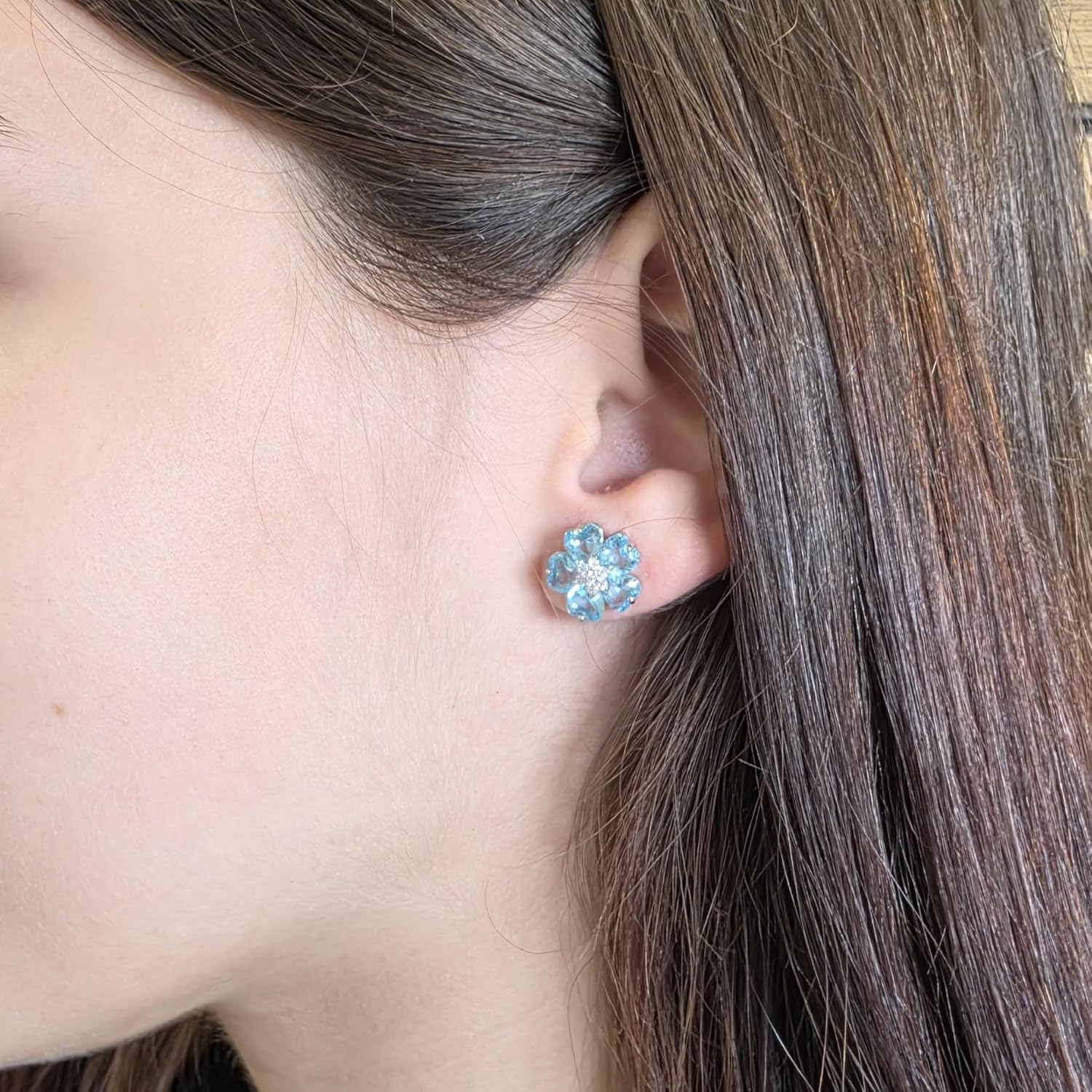 Crystalline Azuria Flower Earrings for Women with Box 18K White Gold Plated Zirconia Crystals Flowers Stud Earrings for Women