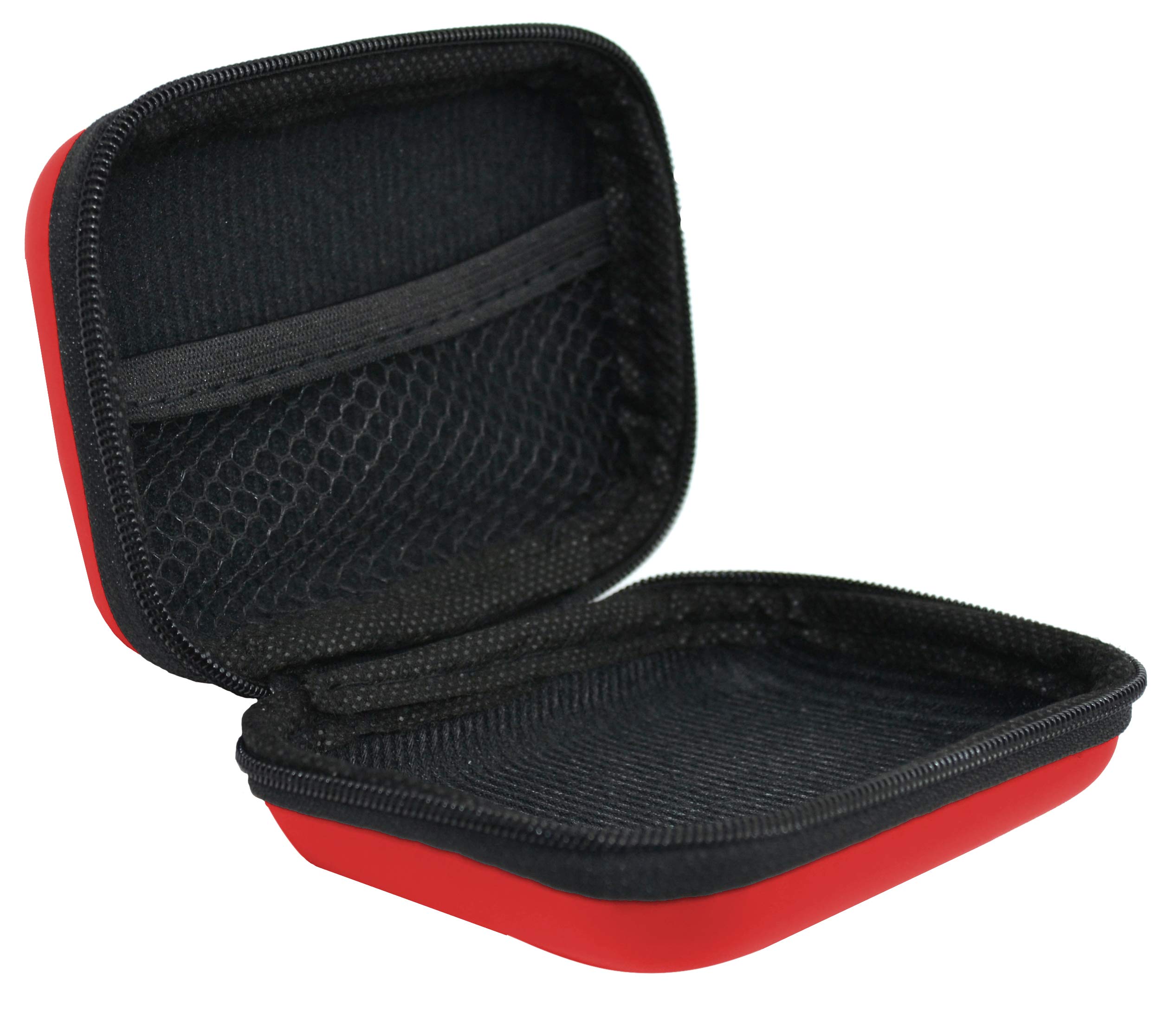 Teak Tuning Fingerboard Travel Carry Case, Mini - Hard Protective Shell, Red Exterior, Black Interior - 4.5" x 3" x 1.5"