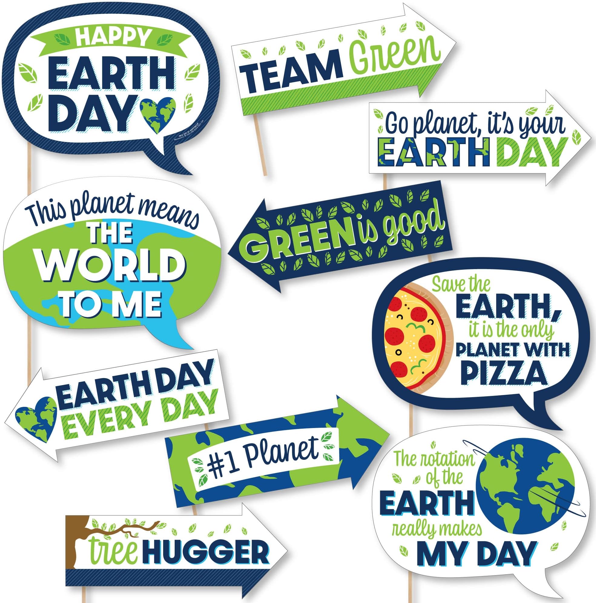 Big Dot of Happiness Funny Happy Earth Day - Save the Planet Party Photo Booth Props Kit - 10 Piece