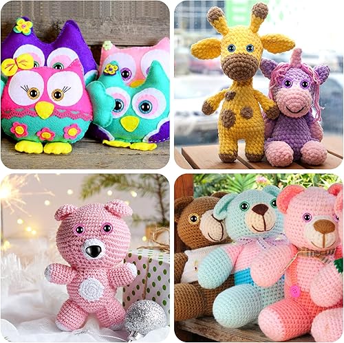 Miniatura 7 de UPINS 180 piezas de ojos y nariz grandes de seguridad de 10 a 0.787in con arandelas para Amigurumi ojos de animales de peluche, muñeca de ganchillo,