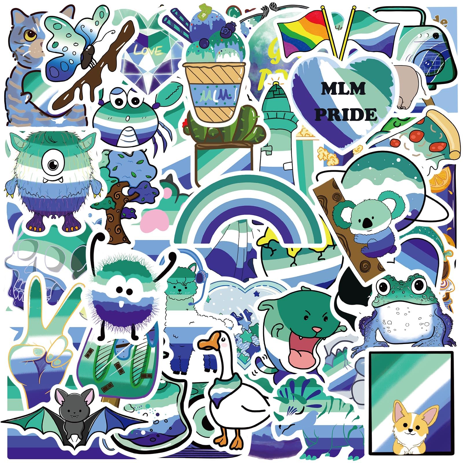 MEPLUM MLM Pride Stickers, 50 PCS MLM Gay Stickers Bulk for Gay Pride Stuff Accessories Celebration Parades Home Decor Party Supplies Festivals