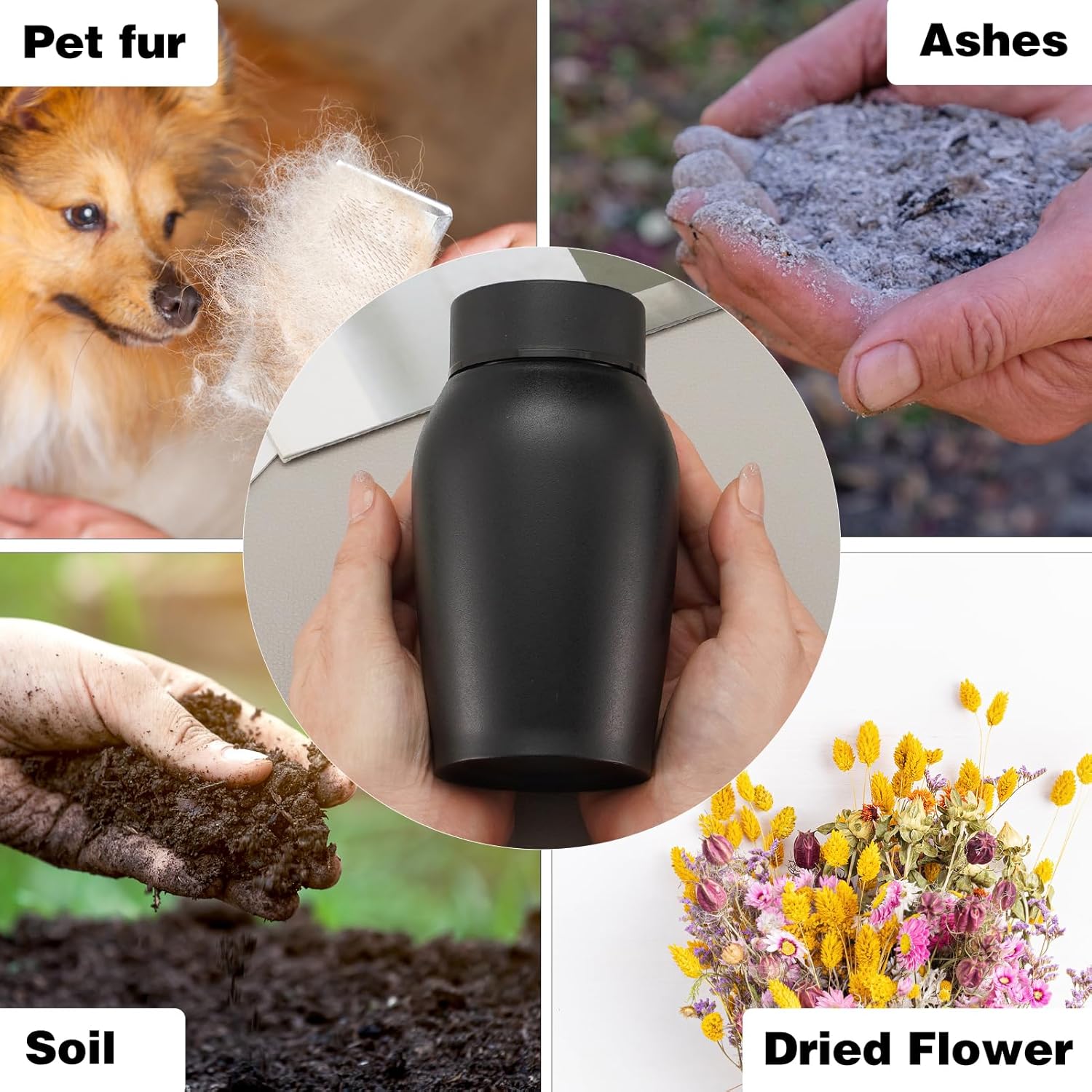 abooxiu Photo Custom Small Urn for Dog Ashes Cat Ashes Pet Memorial Urns for Ashes Stainless Steel Cremation Keepsake Urn Photo Personalize Pet Urn Pet Memorial Gifts for Dog Cat-Black