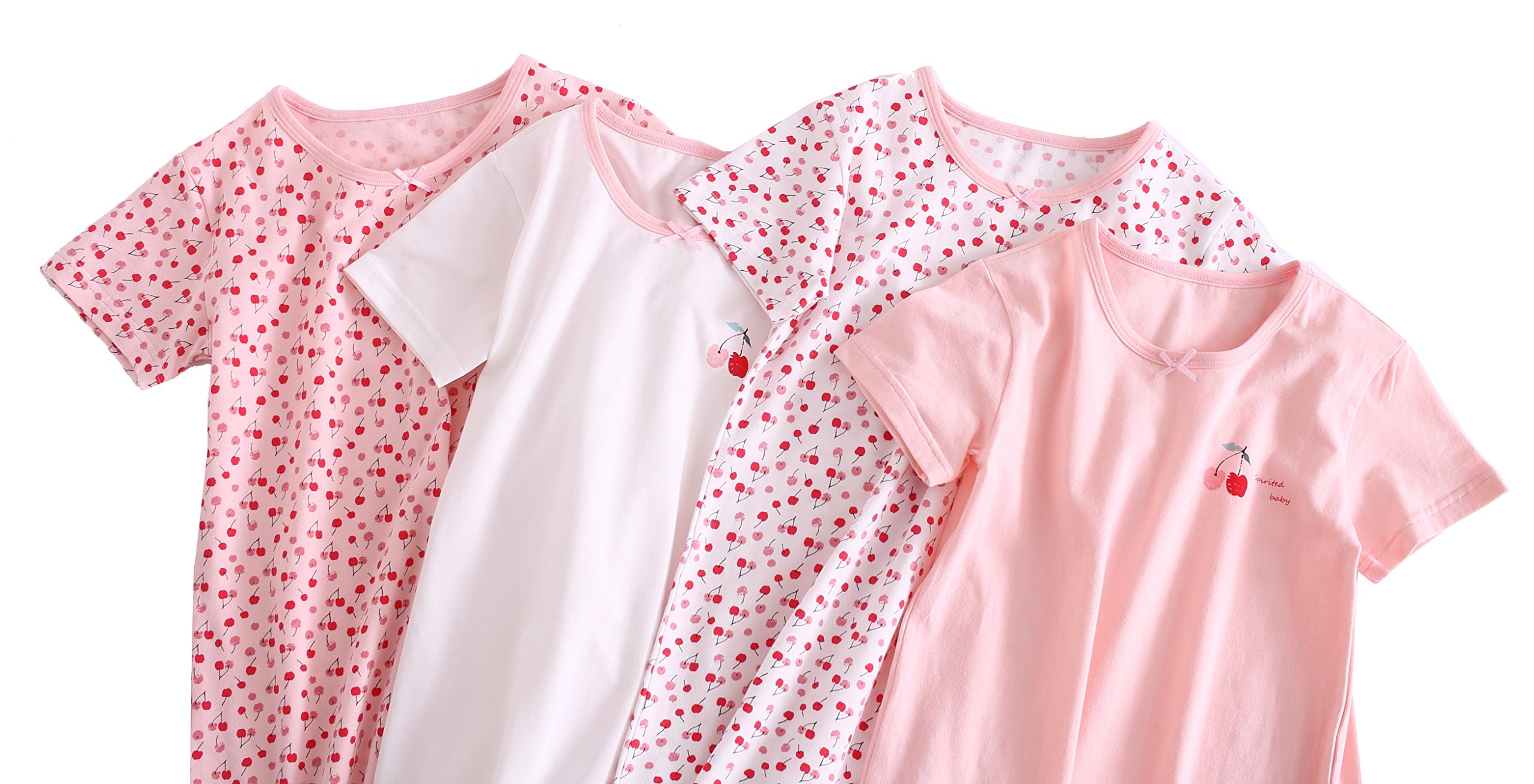 ABClothing Fille Chemise de Nuit en Coton Cerise Girls Rose 24 Mois -12 Ans