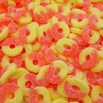 PEACH Rings Gummy Candy 3 lb Bulk Resealable Bag, Soft and Chewy, Light Sugar Coated, Gluten Free Gummies