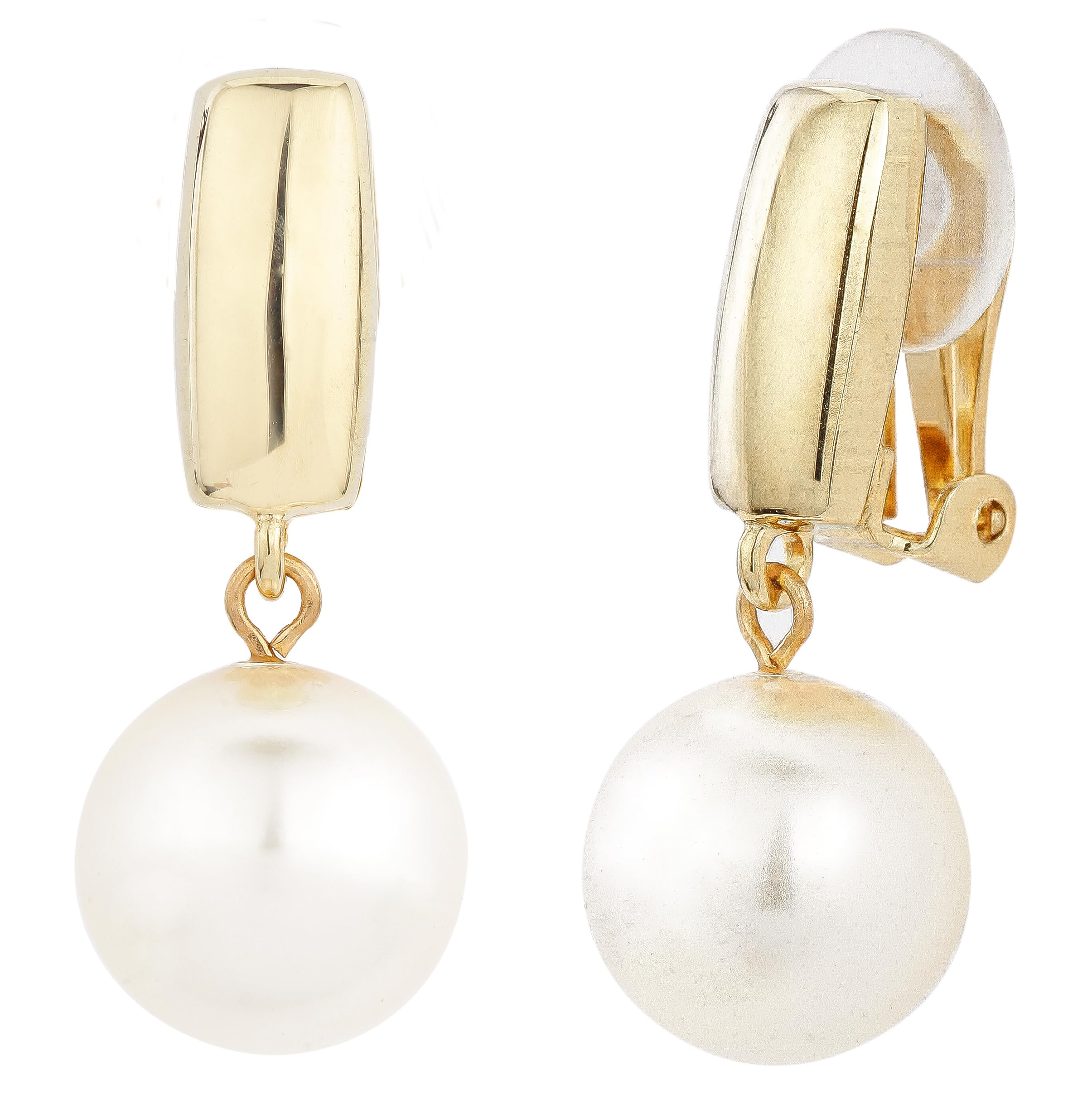 Traveller Orecchini pendenti a clip, da donna, con perla da 12 mm