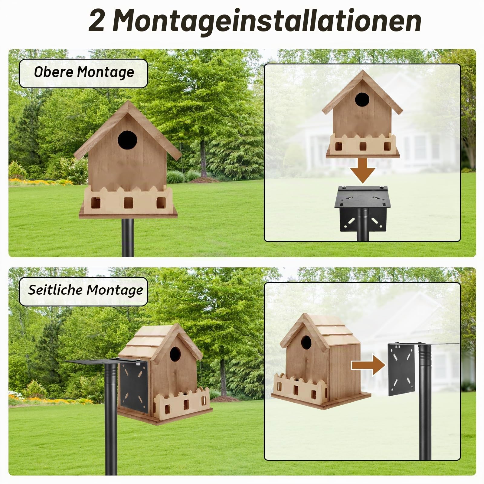 Vogelfutterspender zum Aufhängen, robuste Metall-Vogelfutterstation, 232 cm hoch, freistehend, mehrere Vogelfutterstangen, Ständer, Aufhänger zum Anlocken von Wildvögeln im Garten