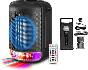 Technical Pro LIT8 Portable 8" Bluetooth LED Party Speaker w/Wireless Link+Mic