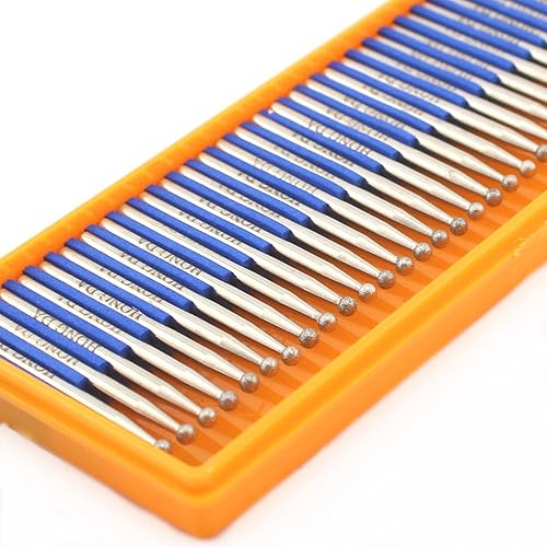 Miniatura 5 de JINGLING Brocas de diamante de 0.118 in de cabeza esférica con vástago de 0.093 in, paquete de 30 unidades