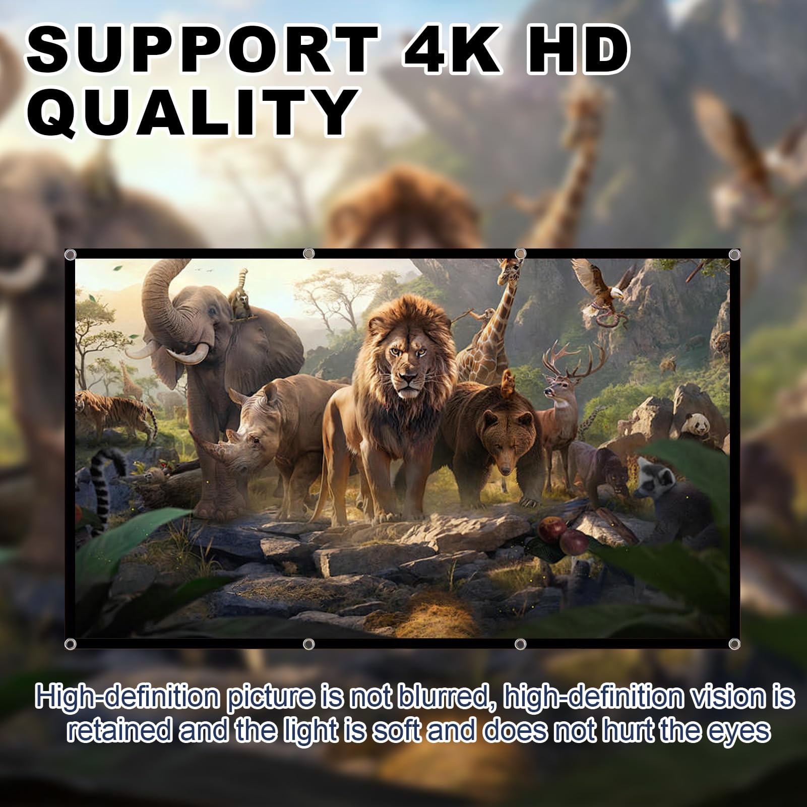 Beamer Leinwand 100 Zoll, einfach aufzuhängen 16: 9 4K HD Projektor Leinwand, Tragbare Leinwände Faltbar Anti-Falten Doppelseitige Projektion 221 x 125 cm, Outdoor und Heimkino