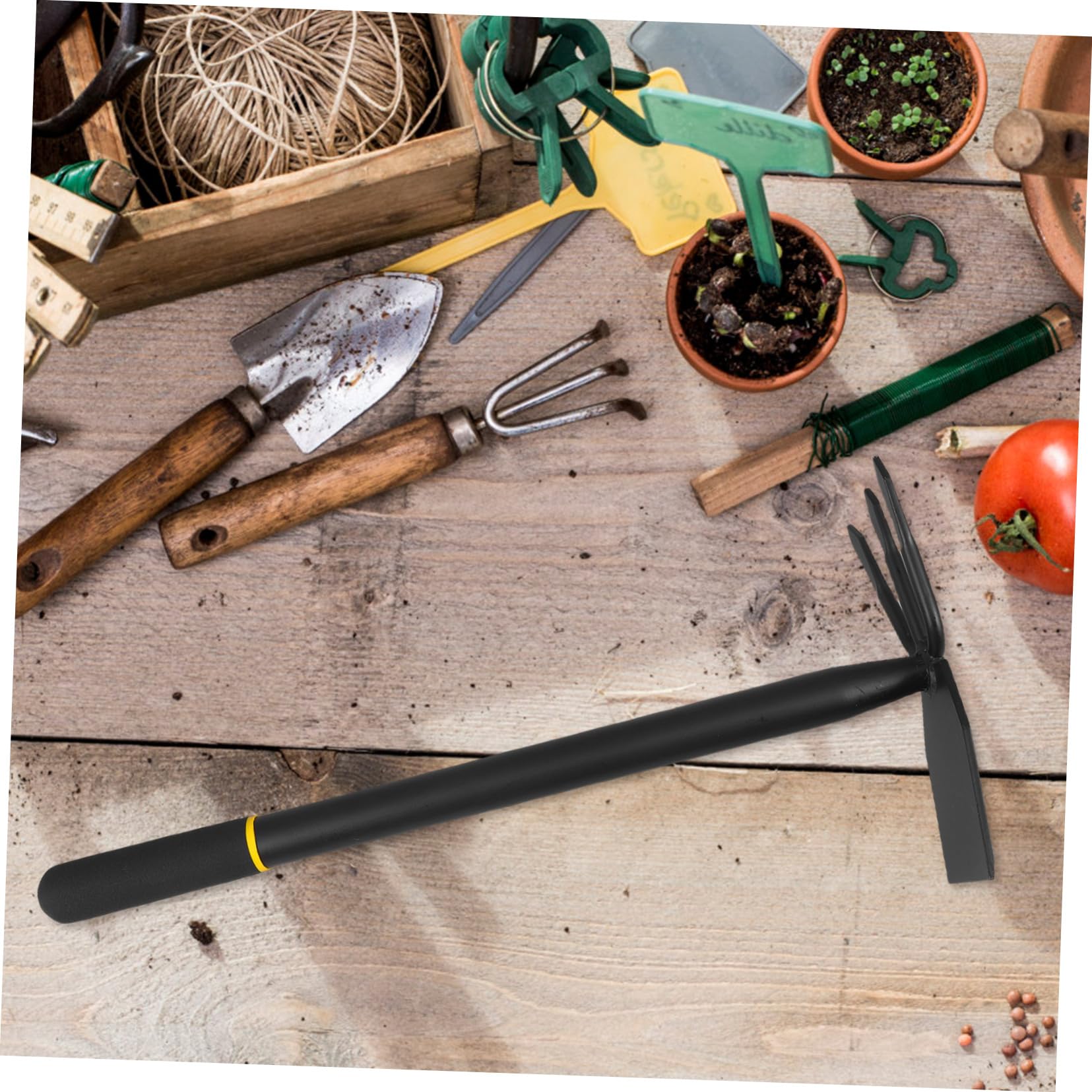 HANABASS Sarchiatore da Giardino in Acciaio al Manganese, Utensile a Doppia Testa, Monoblocco, Antiruggine, per Orto e Coltivazione del Terreno