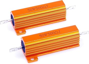 50 Watt 500 Ohm 5% Wirewound Resistor Electronic Aluminium Shell Resistors Gold Pack of 2