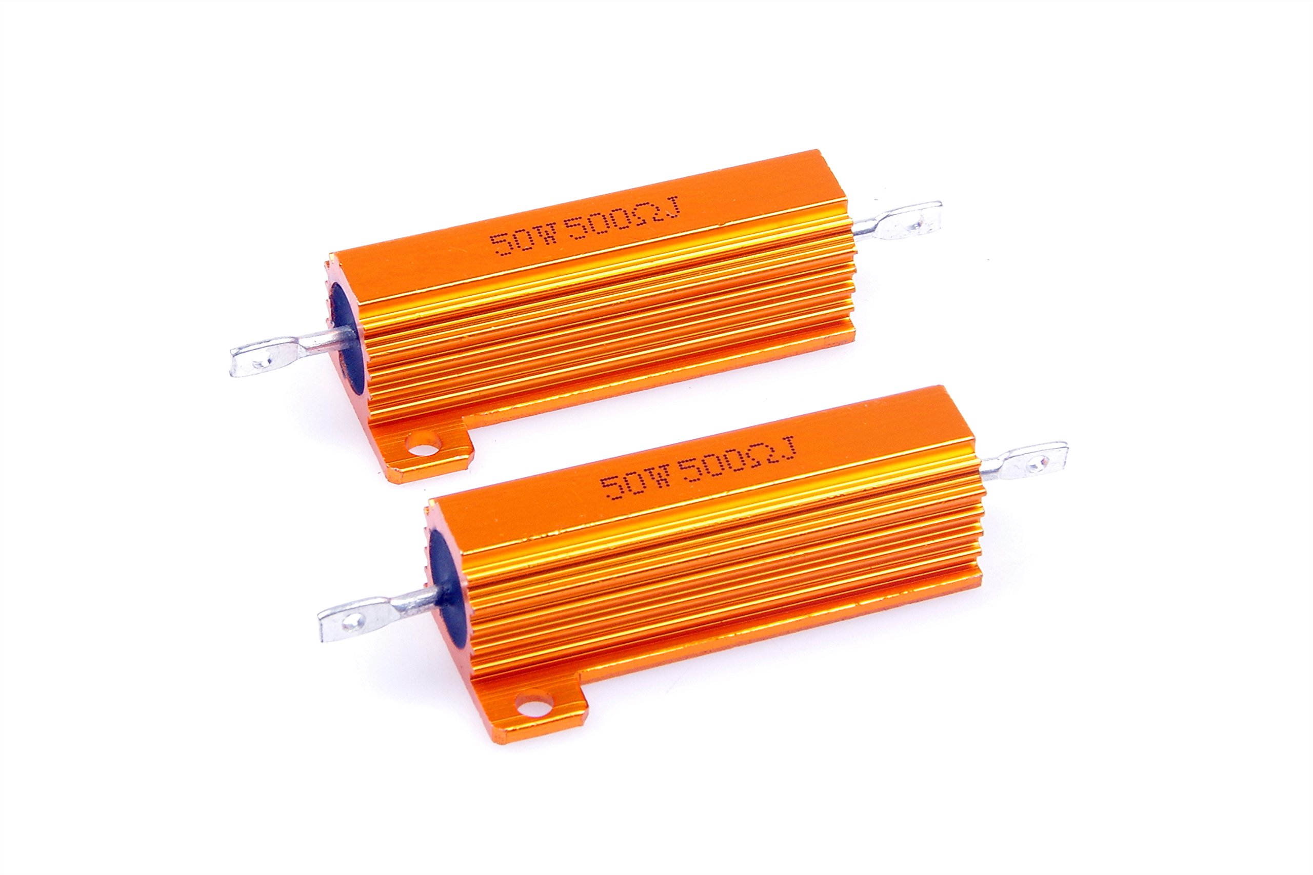 50 Watt 500 Ohm 5% Wirewound Resistor Electronic Aluminium Shell Resistors Gold (Pack of 2)