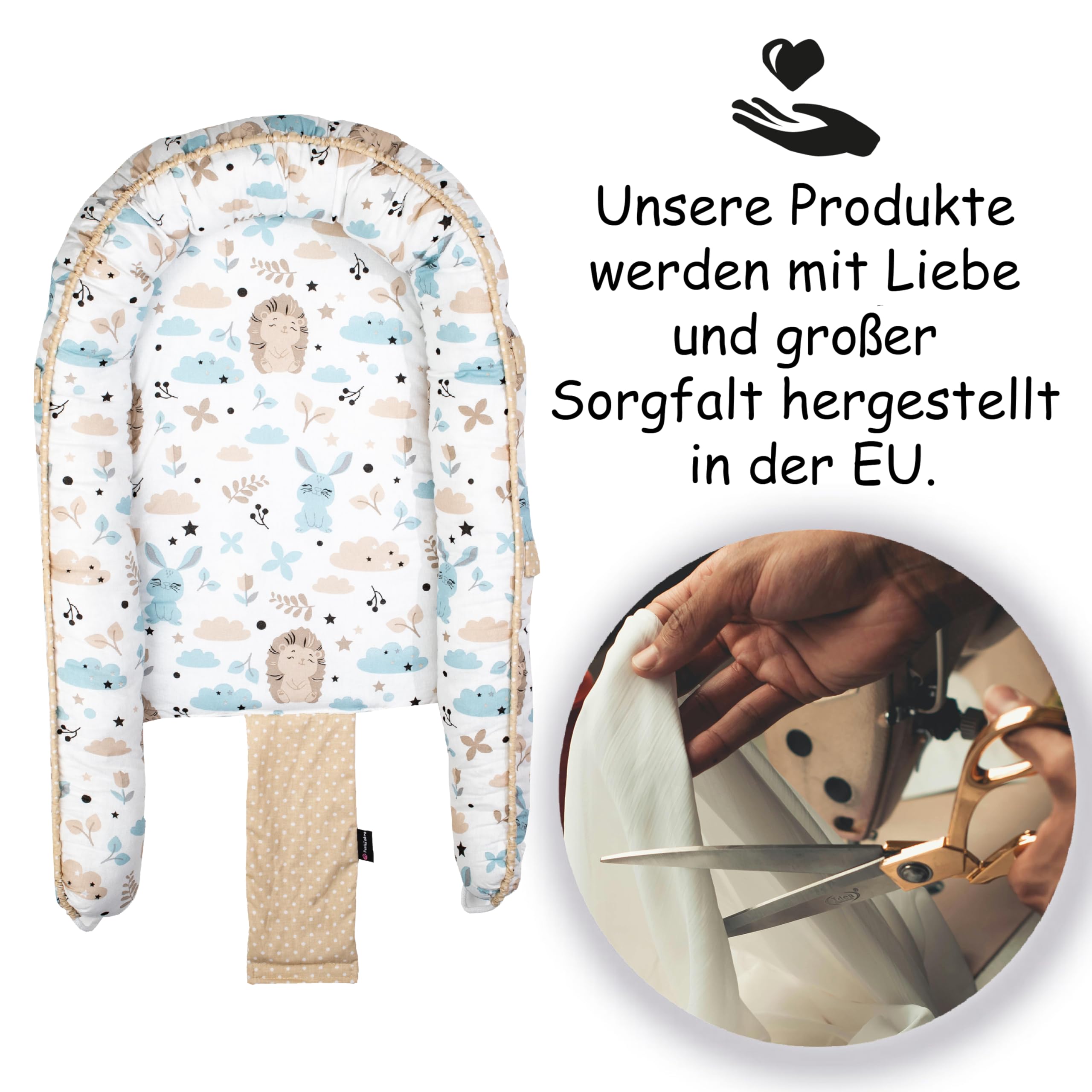 PinkZebra Tragetasche,2 in 1 Tragetasche, Tragenest Kokon aus Baumwolle, Igel und Freunde