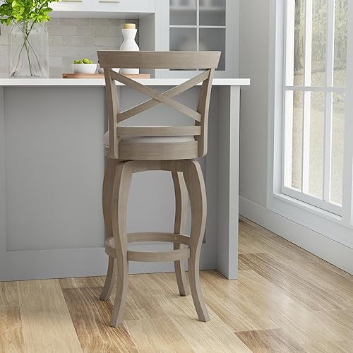 Miniatura 14 de Hillsdale Saddlebrook Taburete giratorio de madera, color gris envejecido