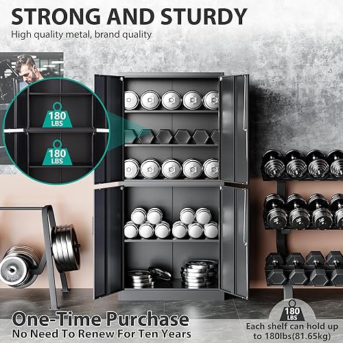 Miniatura 75 de SISESOL Armario de almacenamiento con puertas y estantes de vidrio, armario de despensa de cocina independiente para el hogar, oficina, baño Negro