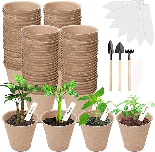 103 PCS Peat Pots and Garden Tools Set, 3” Mini Seedling Tools for Garden Germination Nursery Pot