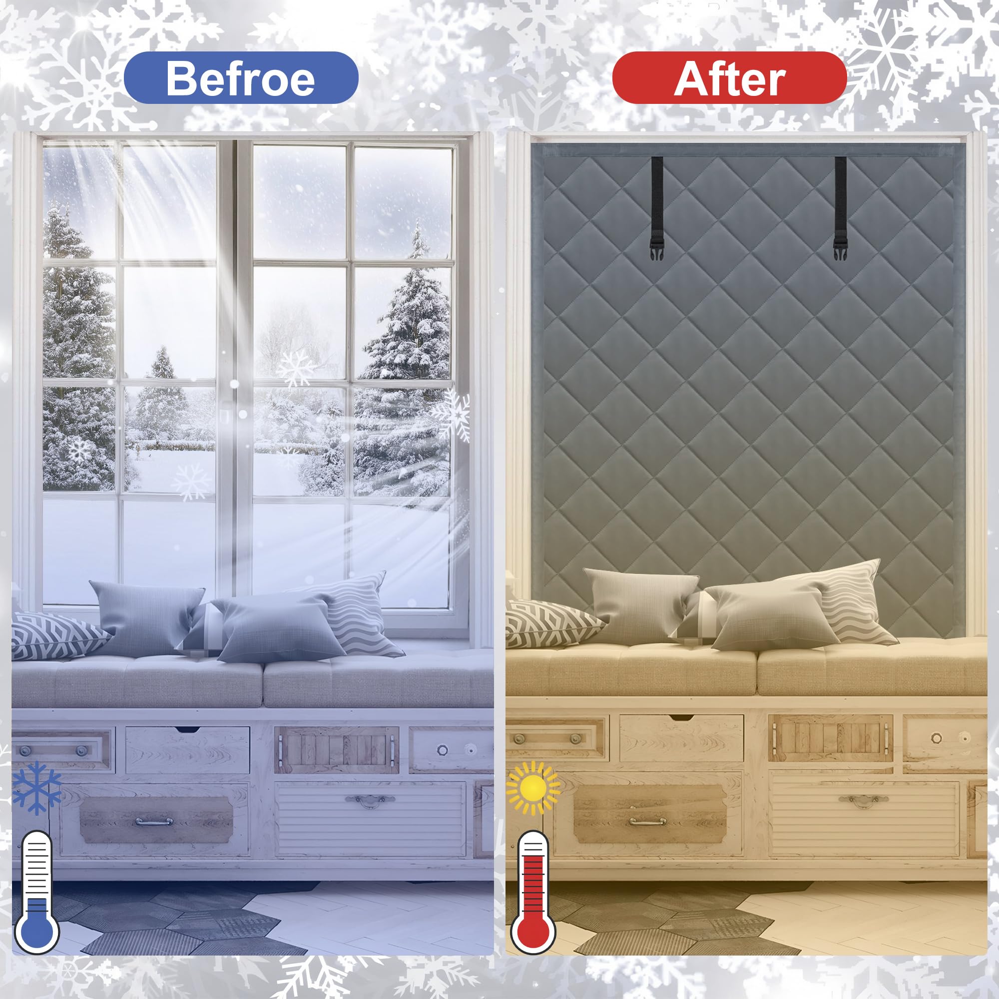 Snapklik.com : Winter Insulated Window Cover 47in X 63in Thermal ...