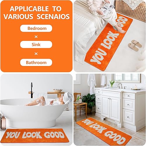 Miniatura 7 de Oturgor Highland - Alfombra de baño de vaca de 31 x 36 pulgadas, alfombra de baño de vaca occidental para decoración de baño, antideslizante,