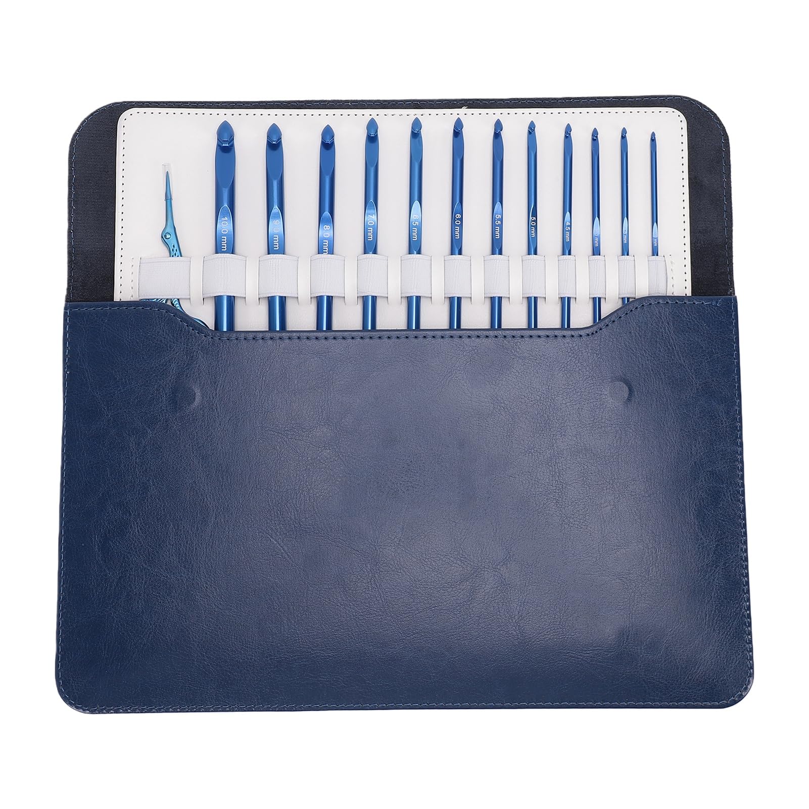 Rengue 12-teiliges Blaues Tunesisches Häkelnadel-Set aus Aluminium, 3,0–10,0 Mm, Austauschbare Nadeln mit 4 Kabeln, Ergonomisches Afghanisches Häkelset für Decken, Schals, Dekor